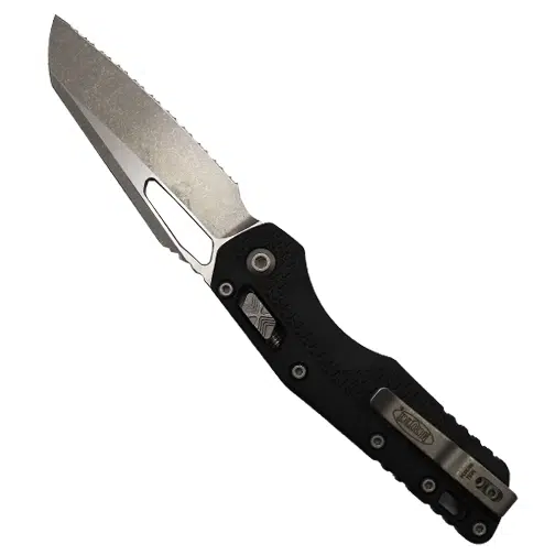 Microtech 210T-12APPMBK MSI Fully Serrated Sheepsfoot Manual Folding Knife Tri-Grip Polymer Black - Apocalyptic
