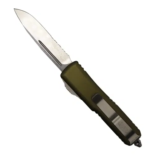 Microtech 231-11OD UTX-85 Partially Serrated S/E OTF Automatic Knife OD Green - Stonewash