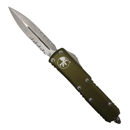 Microtech 232-11OD UTX-85 Partially Serrated D/E OTF Automatic Knife OD Green - Stonewash