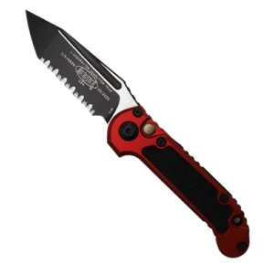 Microtech 1136-3RD LUDT Gen III Fully Serrated T/E Automatic Folding Knife Red - Black