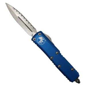 Microtech 232-12BL UTX-85 Fully Serrated D/E OTF Automatic Knife Blue - Stonewash