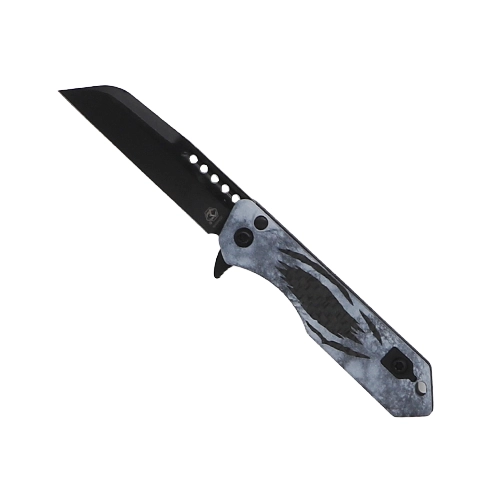 Heretic Knives Jinn Marble Glow Carbon Fiber Manual Folding Knife - DLC Black