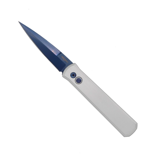 Pro-Tech Knives Godfather Satin Aluminum Automatic Folding Knife - Sapphire