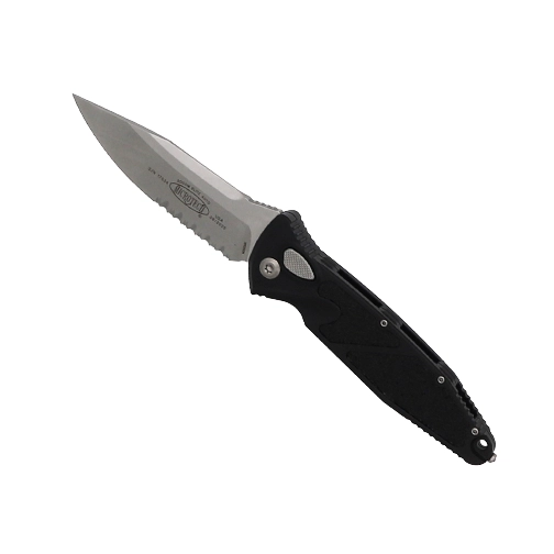 Microtech 160A-11 Socom Elite S/E Automatic Partially Serrated Folding Knife Black – Stonewash