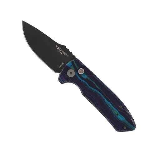 Pro-Tech Knives SBR Unique Micarta Custom S/E Automatic Folding Knife Purple Layered – Black 5 Pro-Tech Knives SBR Unique Micarta Custom S/E Automatic Folding Knife Purple Layered – Black